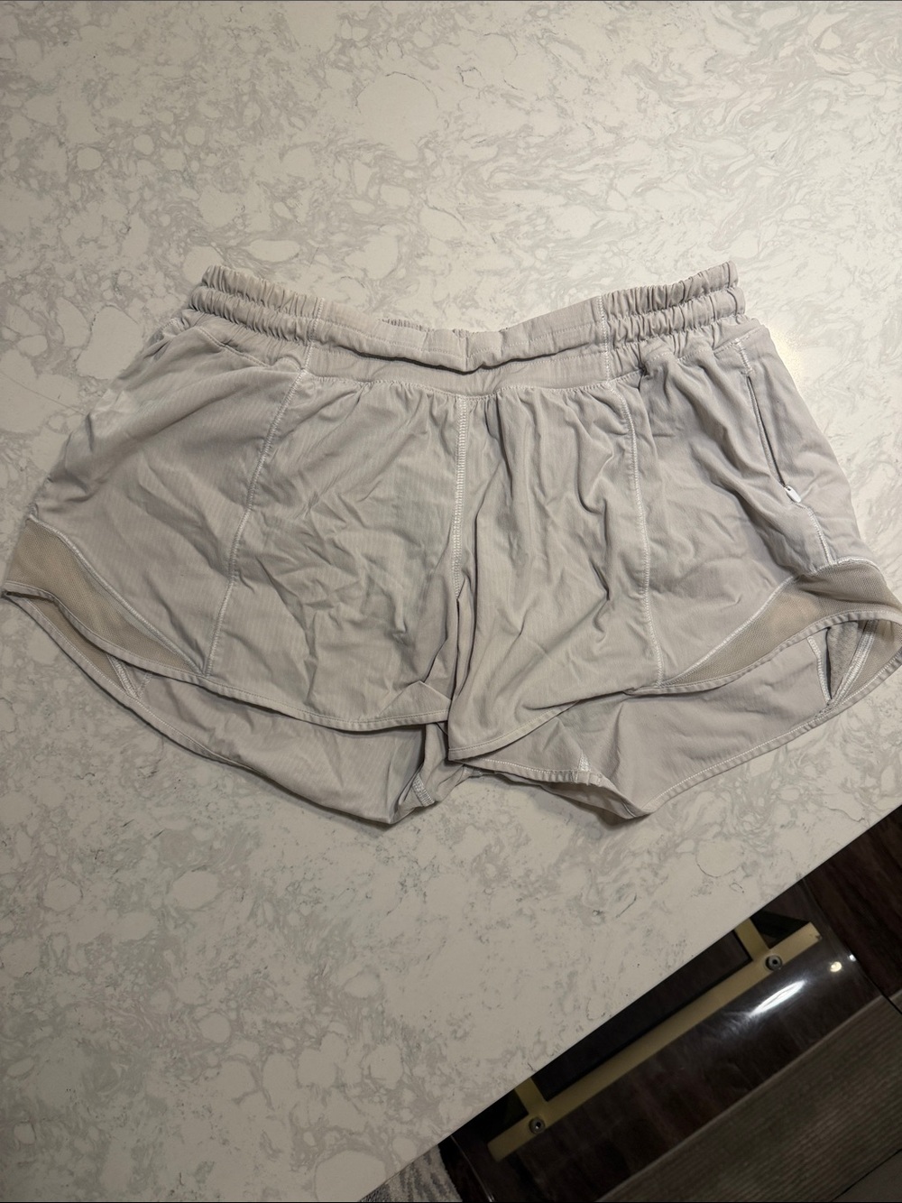 lululemon athletica Light Gray Athletic Shorts with Mesh Trim